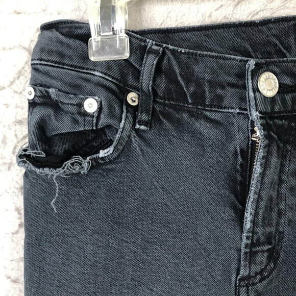 Agolde Jeans Womens 29 Black Charcoal Skinny Ankle Raw Hem Distressed Denim - Picture 13 of 16